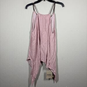 Hemi Blurr Size Medium Rose Pink Rayon Drawstring Handkerchief Hem Top
